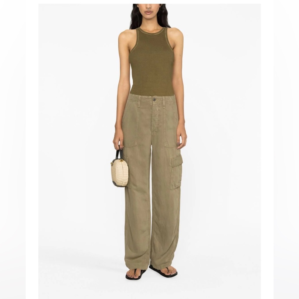 NWT MOTHER High Rise Cargo Jeans in Olive